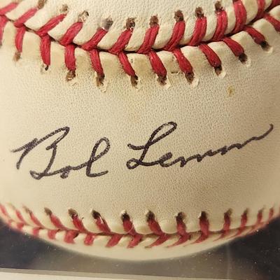 Bob Lemon Signed Baseball In Collectors Case