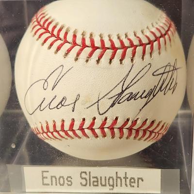 Enos Slaughter Signed Baseball In Collectors Case