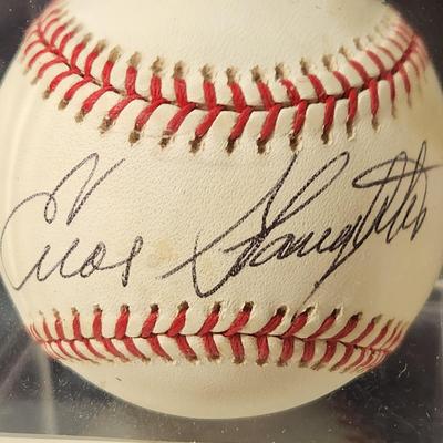 Enos Slaughter Signed Baseball In Collectors Case