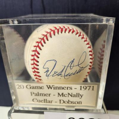 20 game Winners 1971 Palmer McNally Cuellar Dobson Signed Baseball In Collectors Case