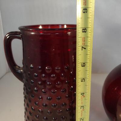 Ruby Red Glass Pitcher and Rose Bowl