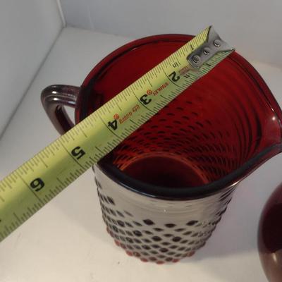 Ruby Red Glass Pitcher and Rose Bowl