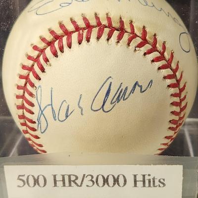 500 Home Runs Club 3000 Hits Eddie Murray Hank Arron Willie Mays Signed Baseball In Collectors Case
