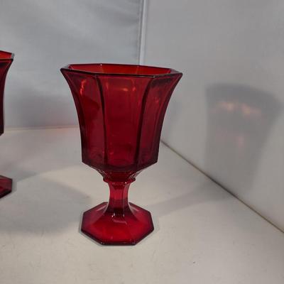Water Goblets- 12 Pieces- Ruby Octagonal by Independence Glass