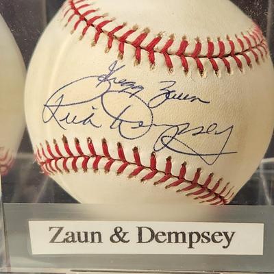 Gregg Zaun & Rick Dempsey Signed Baseball In Collectors Case
