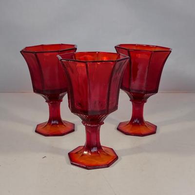 Juice/Wine Glasses- 12 Pieces- Ruby Octagonal by Independence Glass