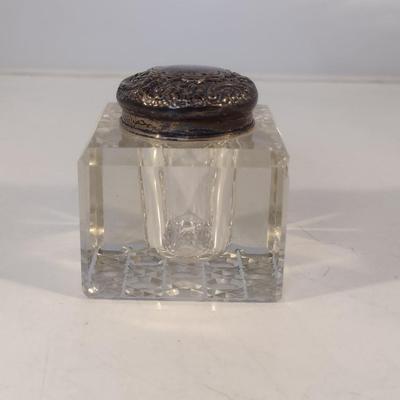 Vintage J.G.&S. Ink Well with Sterling Silver Collar and Lid