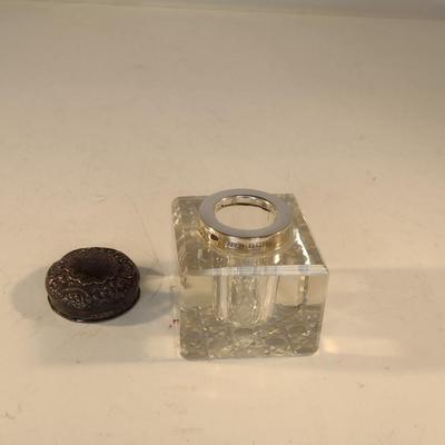 Vintage J.G.&S. Ink Well with Sterling Silver Collar and Lid