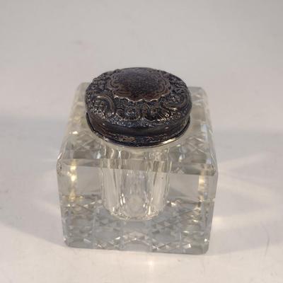 Vintage J.G.&S. Ink Well with Sterling Silver Collar and Lid