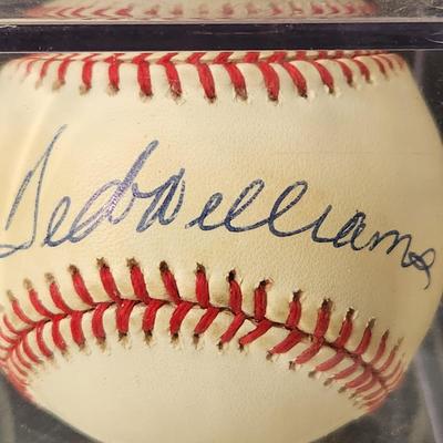 Ted Williams Signed Baseball In Collectors Case