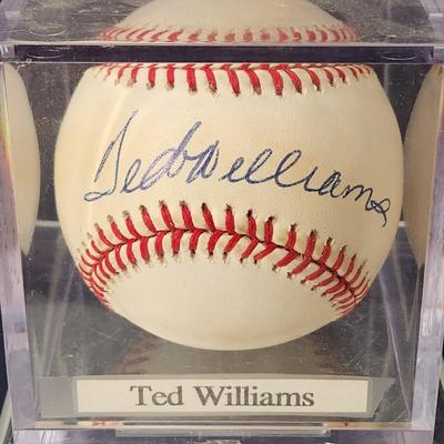 Ted Williams Signed Baseball In Collectors Case