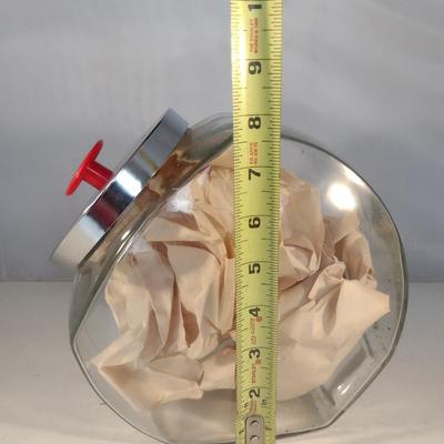 Tilted Glass Candy/Cookie Jar with Metal Lid