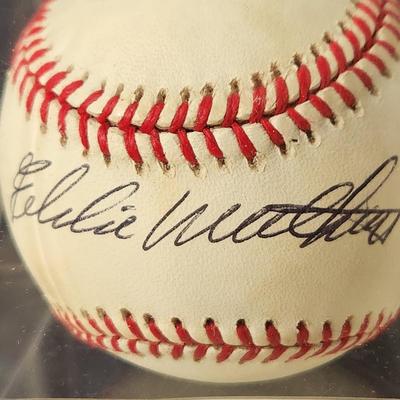 Eddie Mathews Signed Baseball In Collectors Case