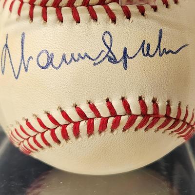 Warren Spahn Signed Baseball In Collectors Case