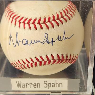 Warren Spahn Signed Baseball In Collectors Case
