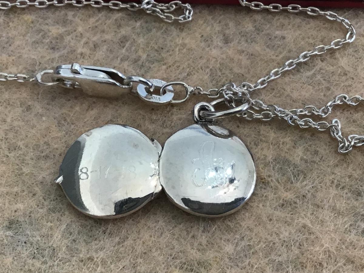 Locket Chain Plus Sign Petite Vintage Monogram Locket Silver 925 Chain and Pendant ...
