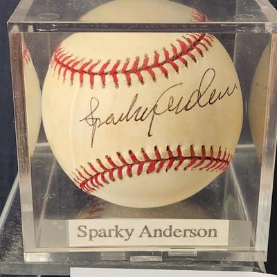 Sparky Anderson Signed Baseball In Collectors Case