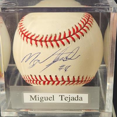 Miguel Tejada Signed Baseball In Collectors Case