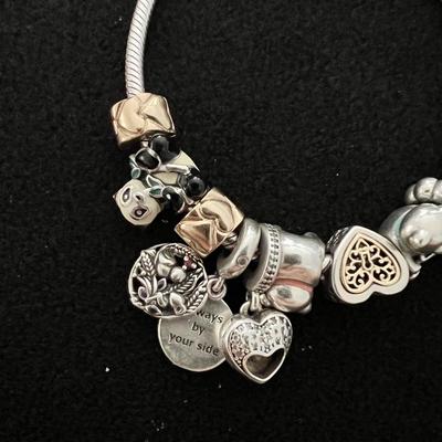 Pandora Charm Bracelet 14kt Gold & Sterling