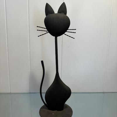 METAL CAT AND CERAMIC BIRD