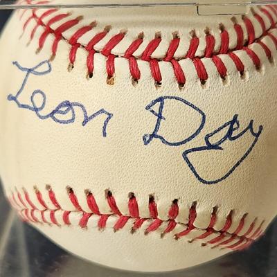 Leon Day Signed Baseball In Collectors Case