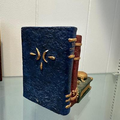 BOOK ENDS AND ANTIQUE BOOK "COMPLETE WORKS OF EDMUND SPENSER"