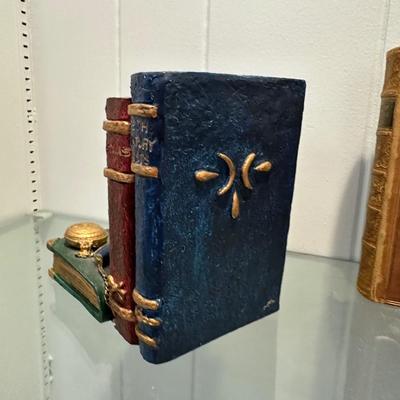 BOOK ENDS AND ANTIQUE BOOK "COMPLETE WORKS OF EDMUND SPENSER"