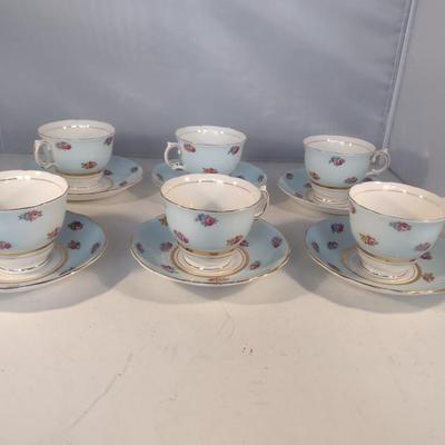 Colclough English Bone China Cups and Saucers- Six Sets