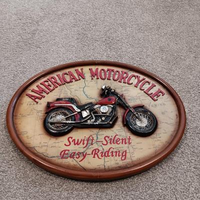 WOODEN AMERICAN MOTORCYCLE SIGN