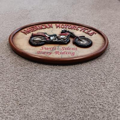 WOODEN AMERICAN MOTORCYCLE SIGN