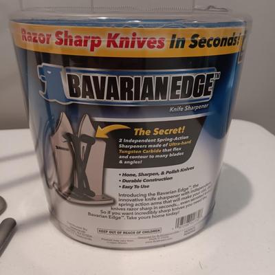 LIKE NEW BAVARIAN EDGE KNIFE SHARPENER AND HAND TOWEL HOLDER