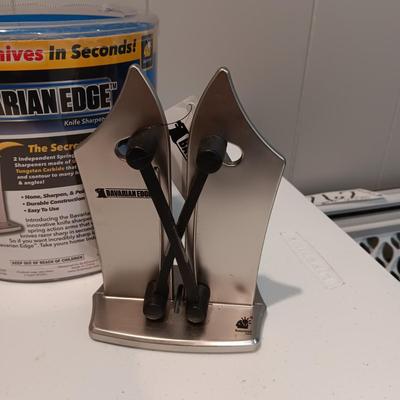 LIKE NEW BAVARIAN EDGE KNIFE SHARPENER AND HAND TOWEL HOLDER