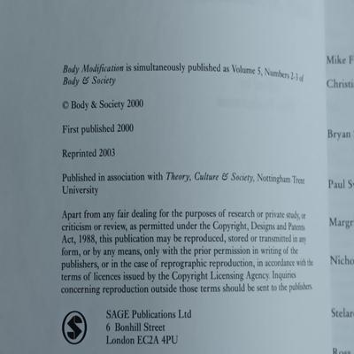 BOOK, "BODY MODIFICATION"