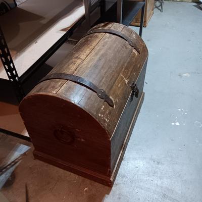 WOODEN TRUNK WITH IRON HARDWARE
