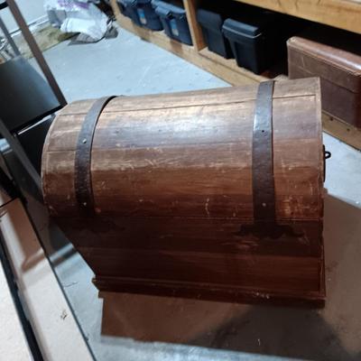 WOODEN TRUNK WITH IRON HARDWARE