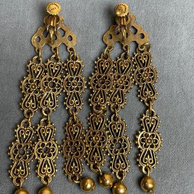 Vintage Signed Filigree Earrings