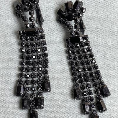 Vintage Black Rhinestone Earrings