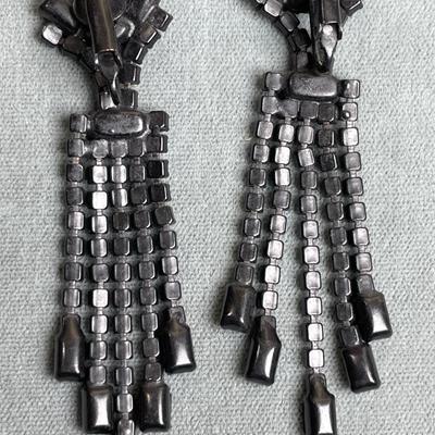 Vintage Black Rhinestone Earrings