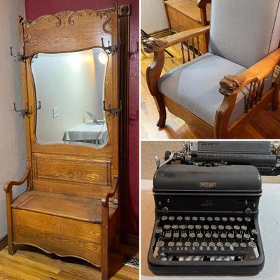 Antique Oak Mantle w/Mirror