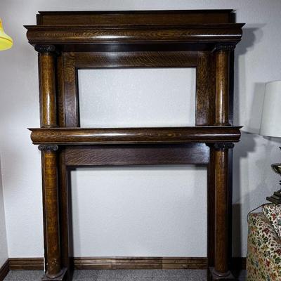 Antique Oak Mantle w/Mirror