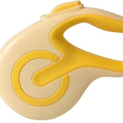Yellow Rubber 3M (9.8ft) Ergonomic Retractable Locking Dog Leash w/Bite Resistant Nylon Rope & Reflective Strap