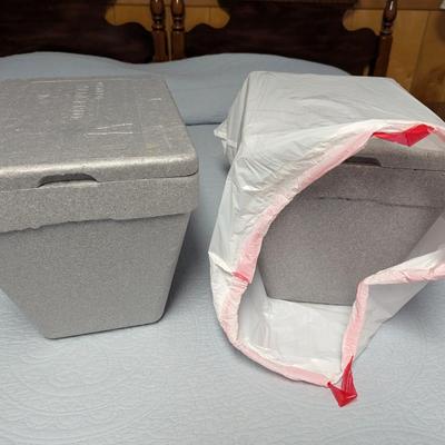 Pair Of Oberweis Dairy Styro Cooler Ice Chest Milk Delivery Vintage 16x25x16 Styrofoam (BR2)