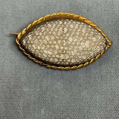 Antique Glass and Brass Pin