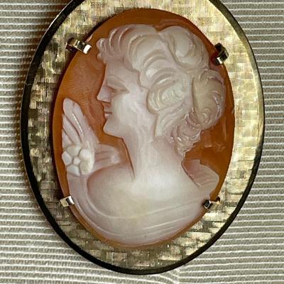 Vintage Carved shell Cameo Pin/Pendant Necklace