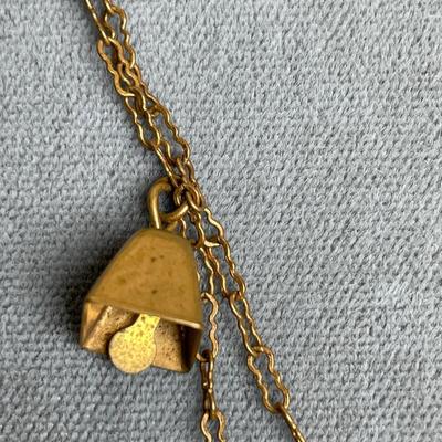 Antique Brass Bells Festoon necklace