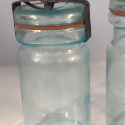 Vintage Blue Glass Jars- Pint Size- Three Pieces (#2)