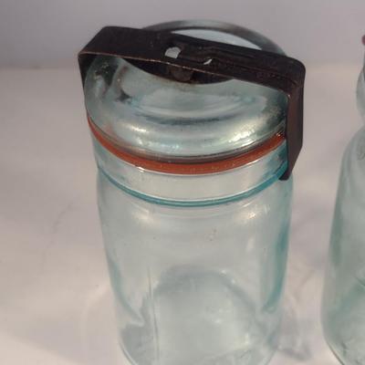 Vintage Blue Glass Jars- Pint Size- Three Pieces (#2)