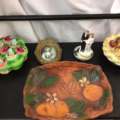 Fruit Tray, Pie and Flower Tic Tac Toe Games Victorian Picture, Bride and Groom.