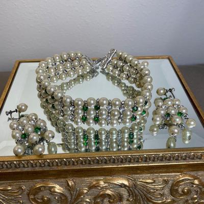 Fabulous Faux Pearl and Rhinestone Choker and earrings set