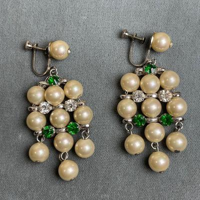 Fabulous Faux Pearl and Rhinestone Choker and earrings set